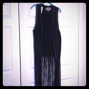 Suede southern style vest with fringe